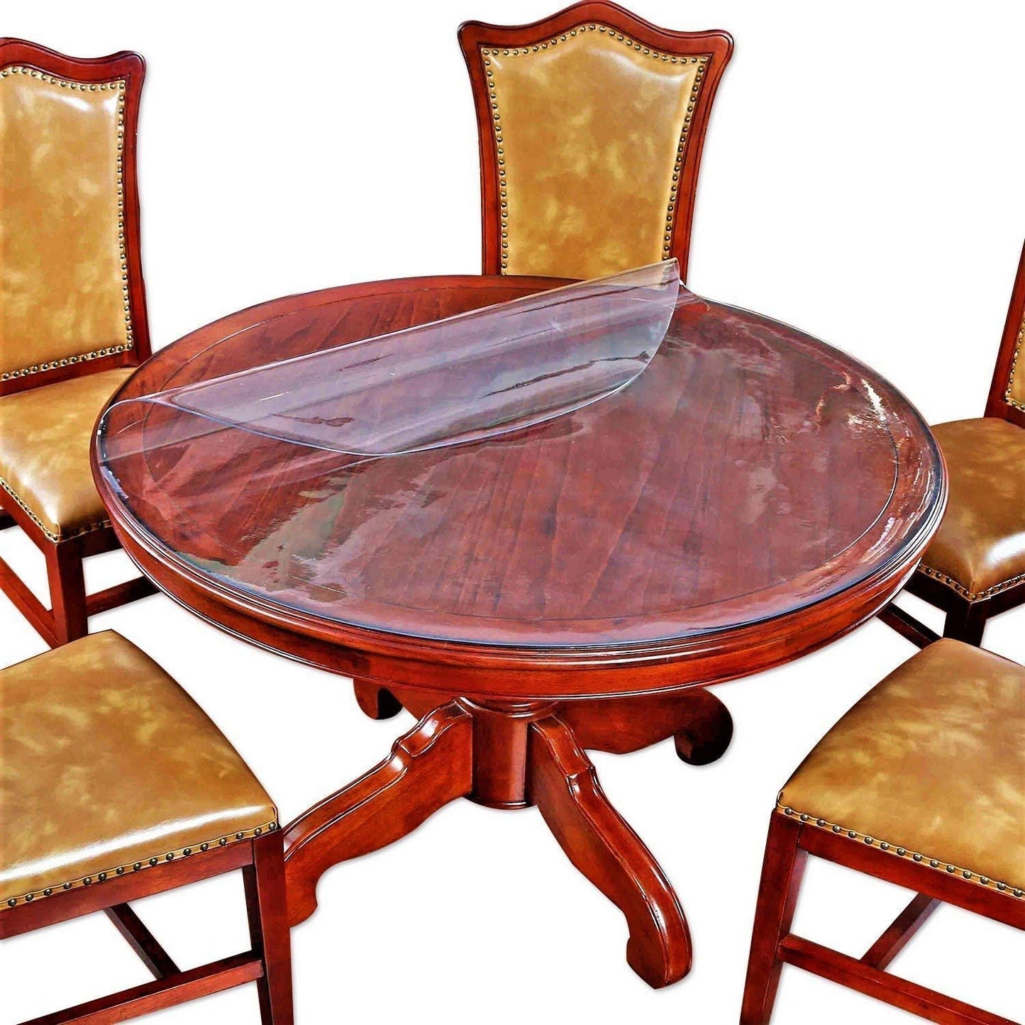Round Table Protector Cover Clear Plastic Vinyl Tablecloth Small Sofa Bed Bedside Side End Table Top Wood Furniture Kitchen Dining Tabletop PVC Planter Pot Mat Pads Waterproof 18 Inch Diameter 2 Sets