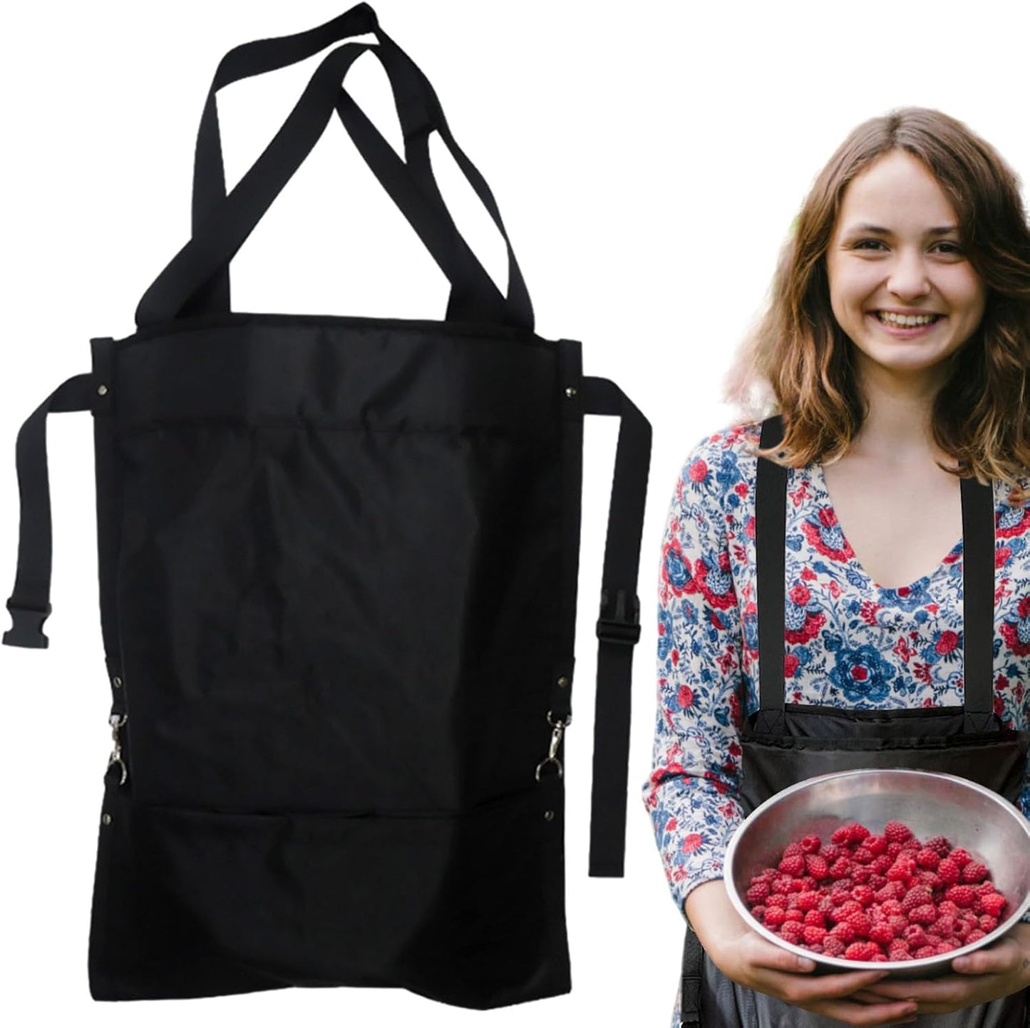 Harvest Bag,Waterproof Tool Bag,Adjustable Garden Harvest Apron with Pockets - for Foraging Orchard Farm Nut Gathering Garden Picnic Outdoor Collecting