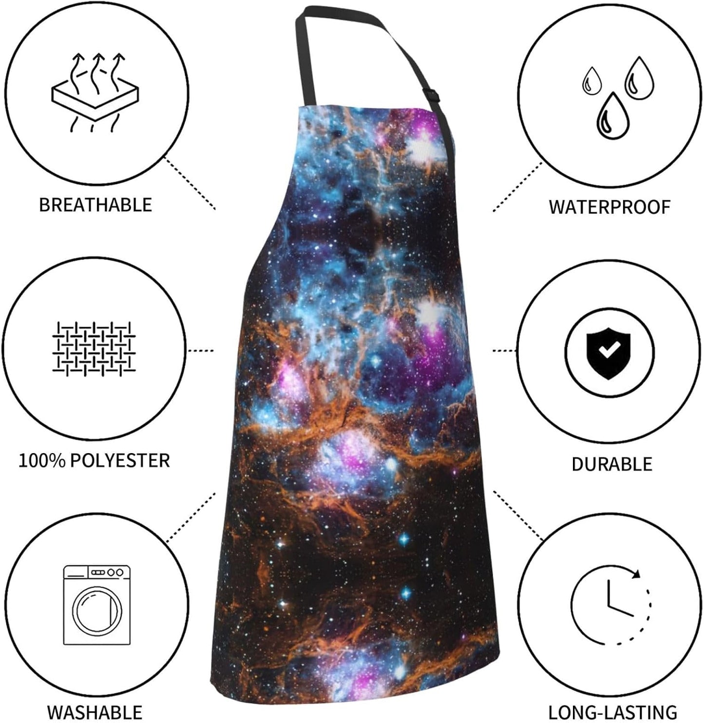 Universe Galaxy Space print Waterproof apron with pocket adjustable cooking apron for adult kitchen bibs to bake