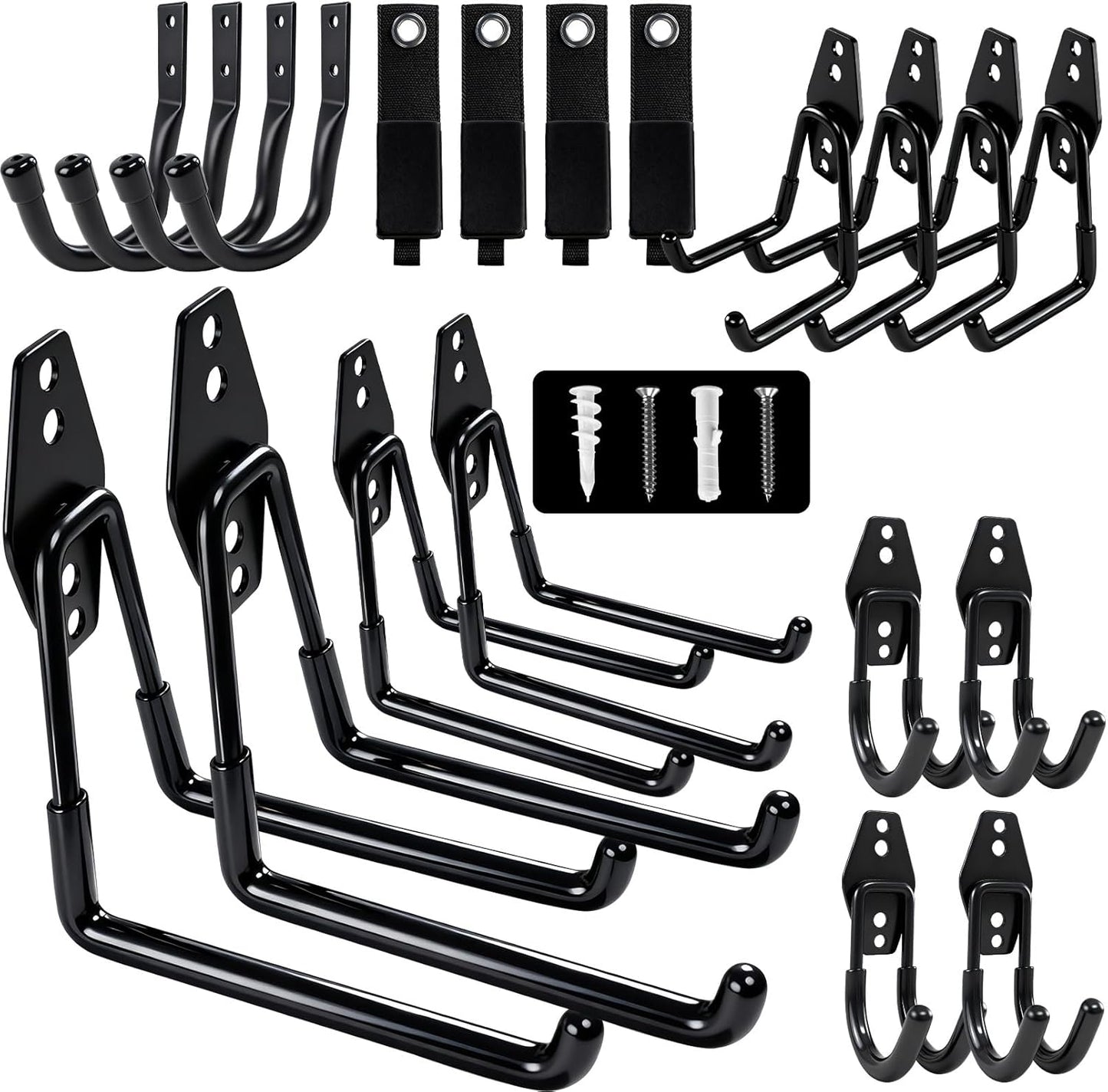 20 Pack Heavy Duty Garage Hooks Wall Mount Steel Garage Storage Hooks with Anti-Slip Coating for Hanging Ladders,Bikes,Garden Tools,Bulk Items Ropes and More Equipment