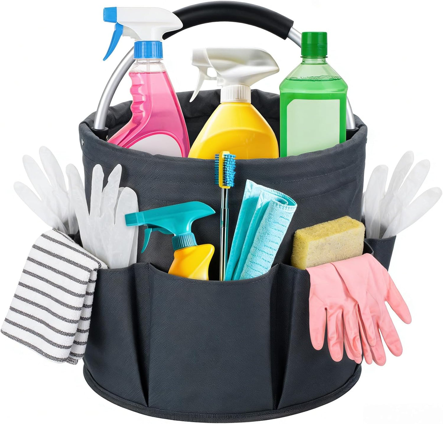 17L Foldable Cleaning Caddy with Handle - Portable Oxford Fabric Stora