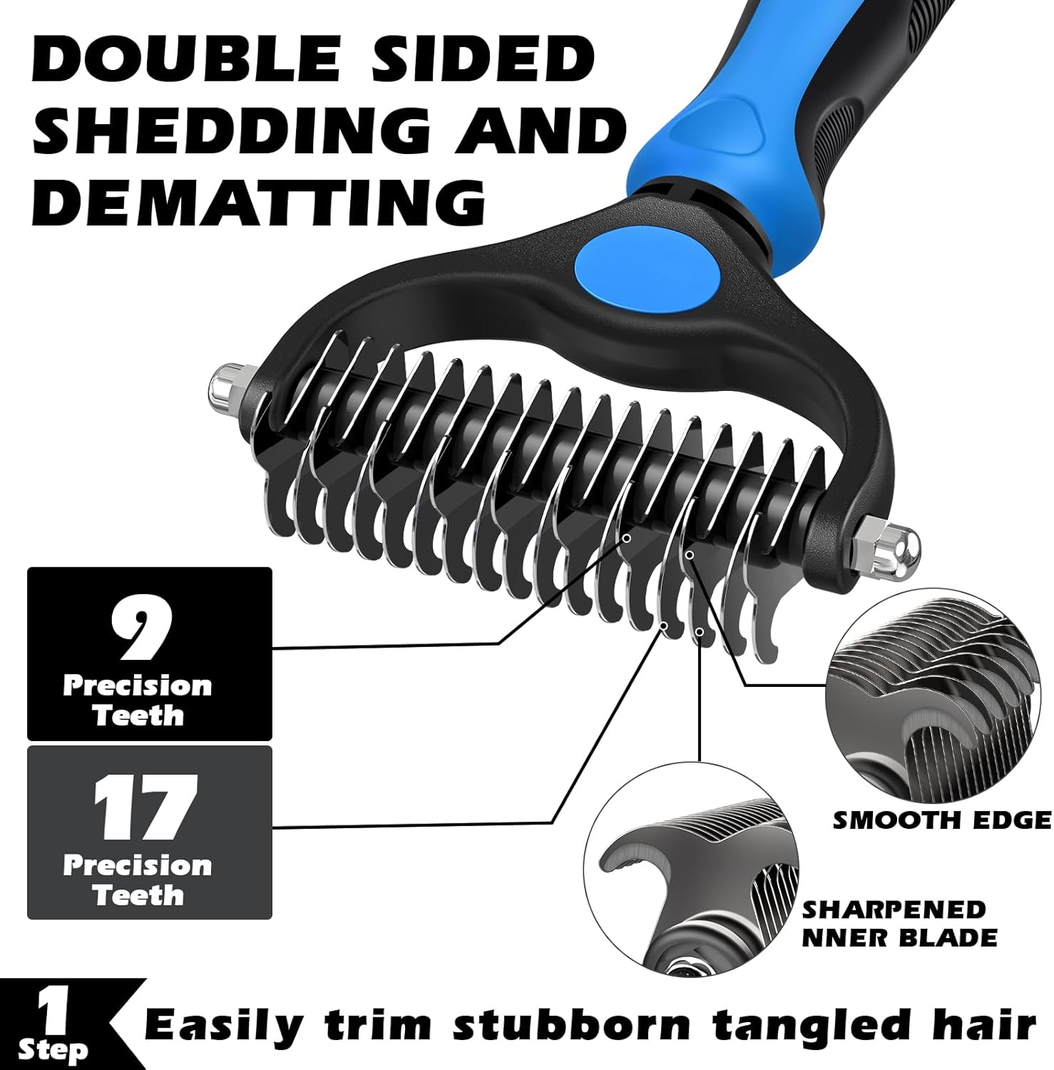3PCS Self Cleaning Slicker Brush & Pet Grooming Rake & Flea Comb for D