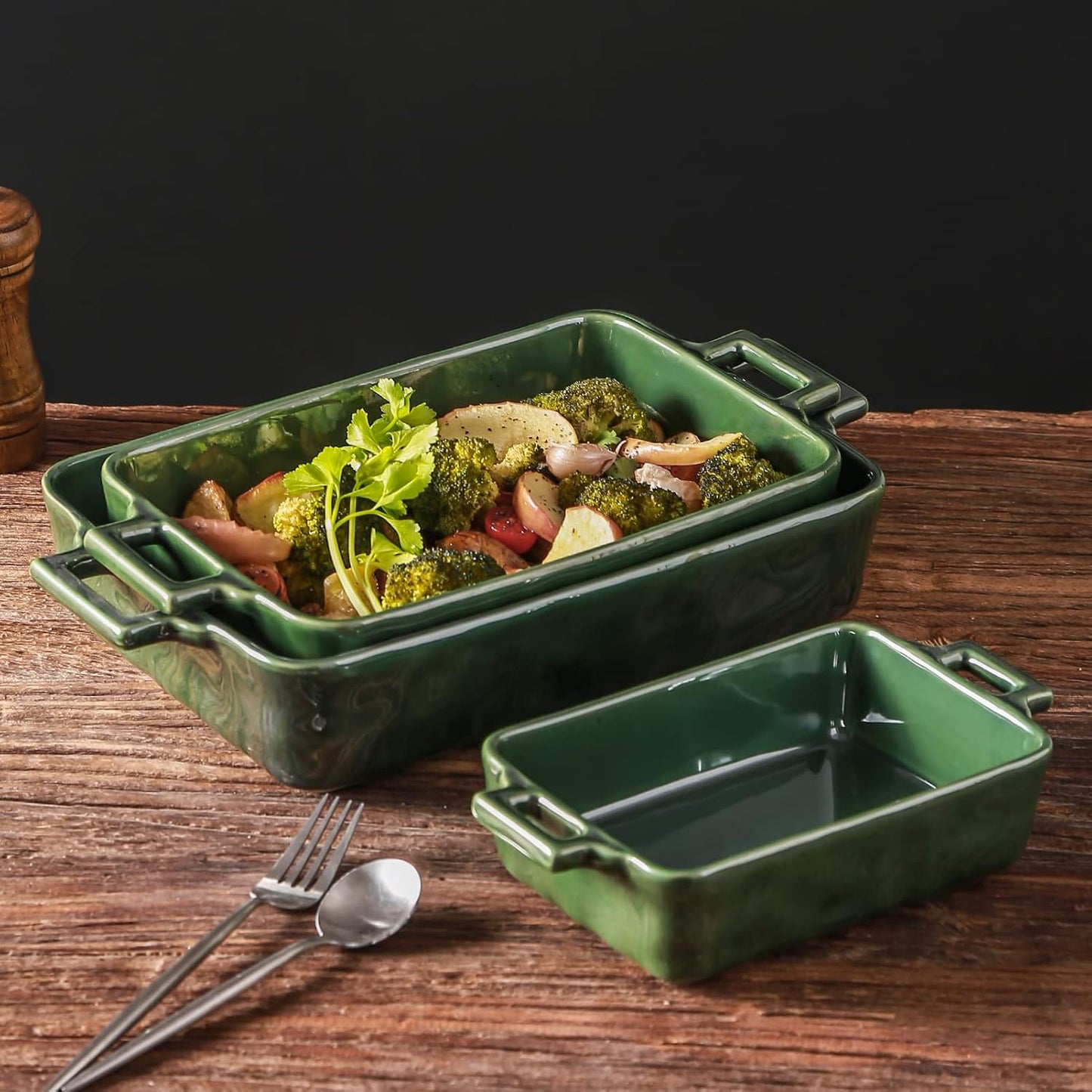 VICRAYS Ceramic Bakeware Set, Porcelain Rectangular Baking Dish, Bakin