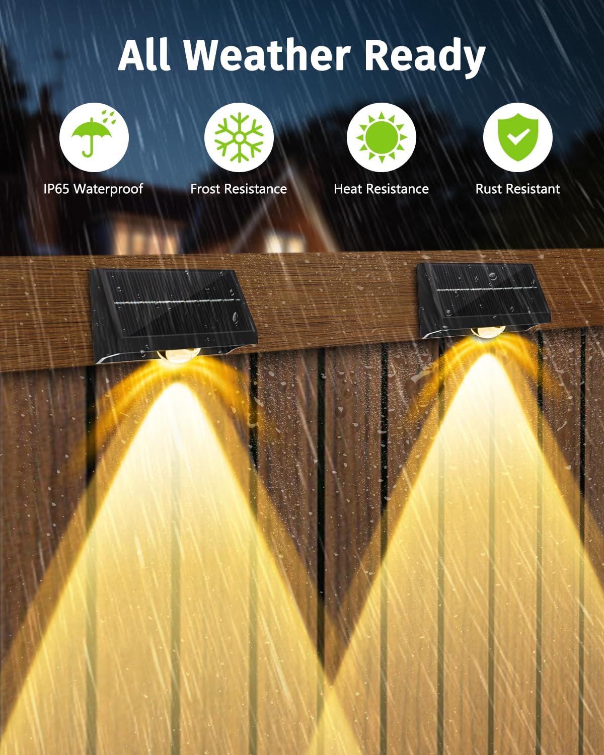 Solar Fence Lights Outdoor Waterproof High Brightness LED Spot Lens De