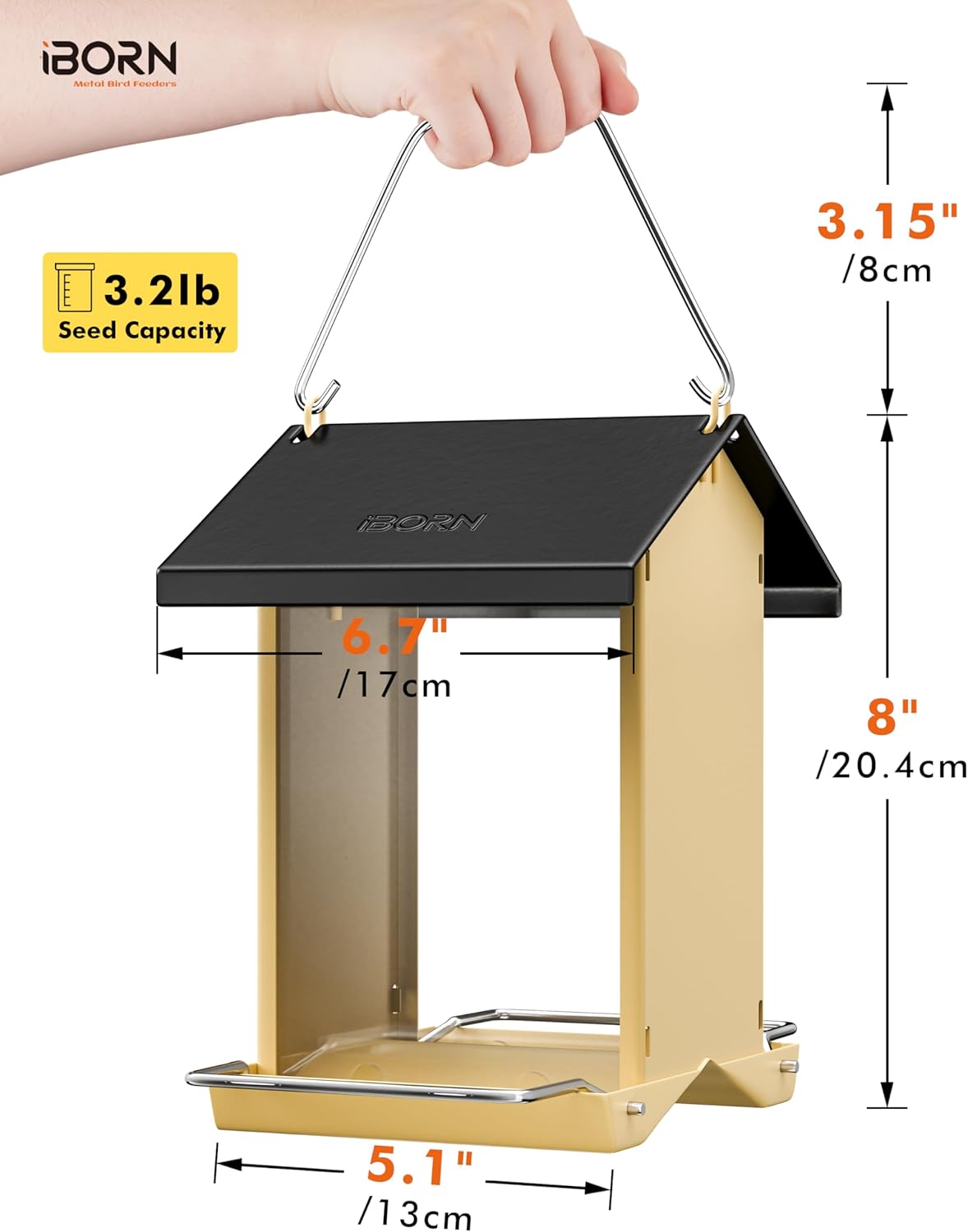 iBorn Bird Feeders for Outdoors,Bird Feeder with Weatherproof Metal Ro