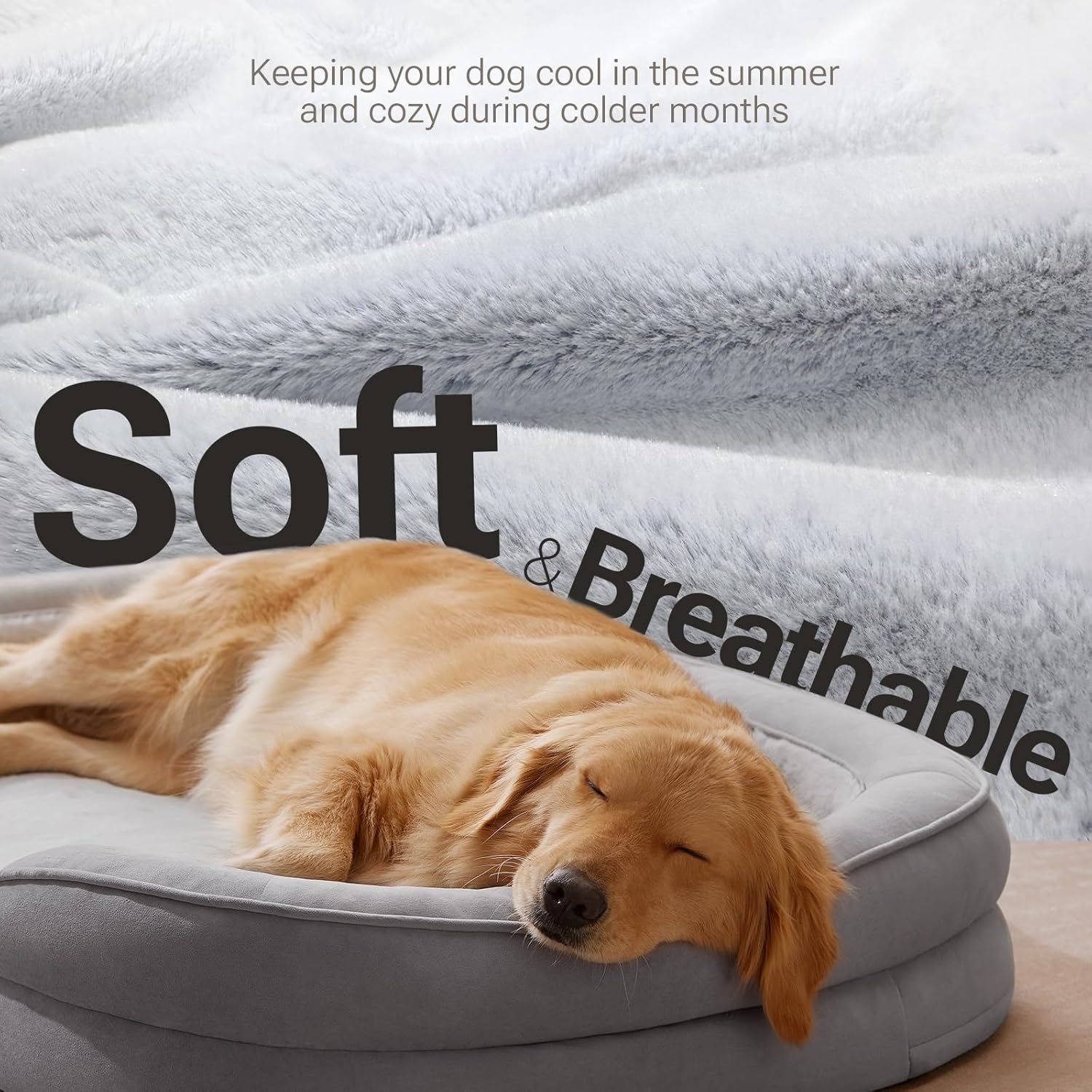 Soft Touch Orthopedic XL Dog Bed for Large Dogs with Faux Fur Top, Wat