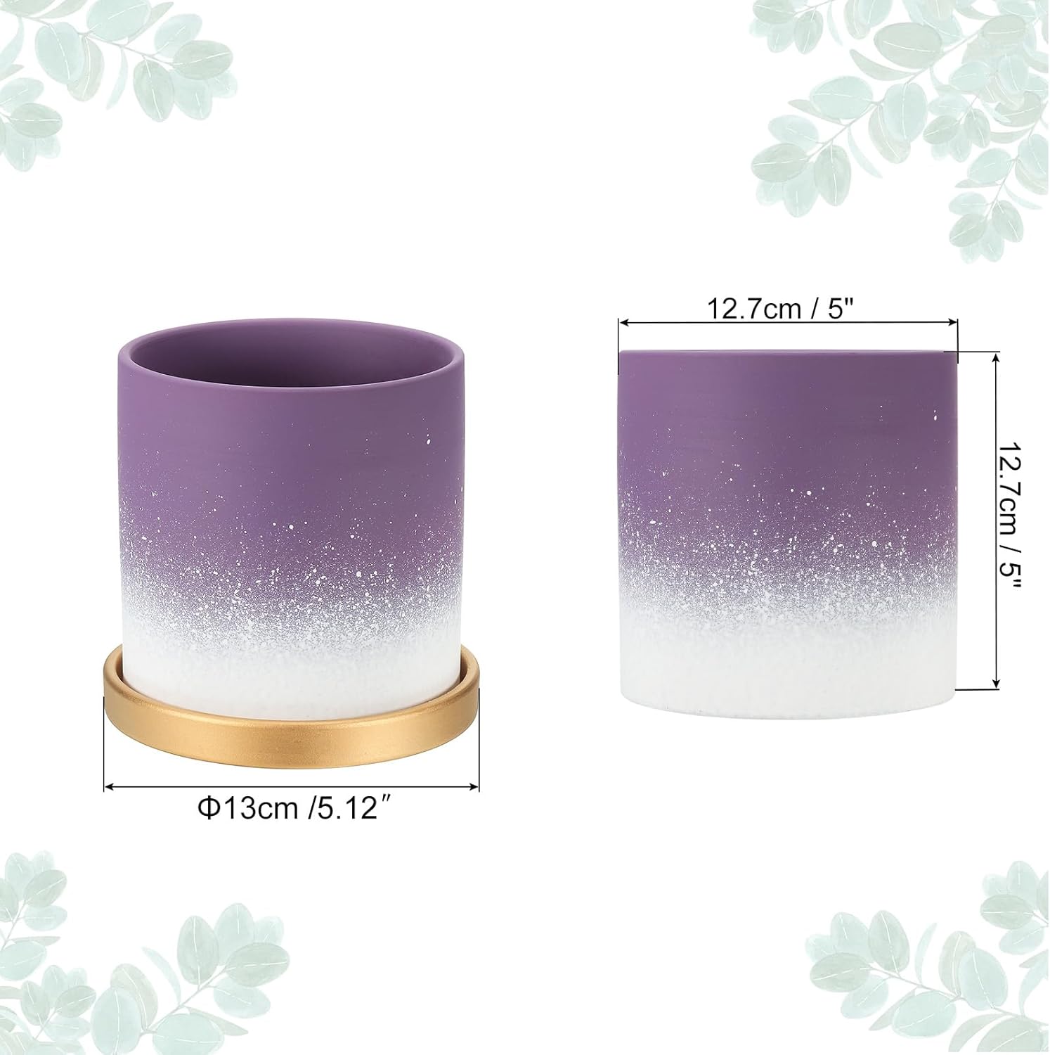 PATIKIL 5.12 Inch Ceramic Plant Pots, Modern Flower Planters Gradient 