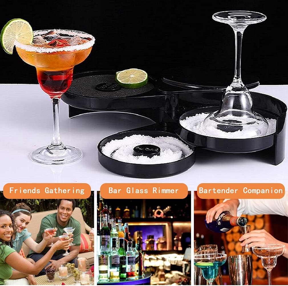 1 Pack 3 Tier Bar Glass Rimmer for Margarita and Cocktail, Bartender T