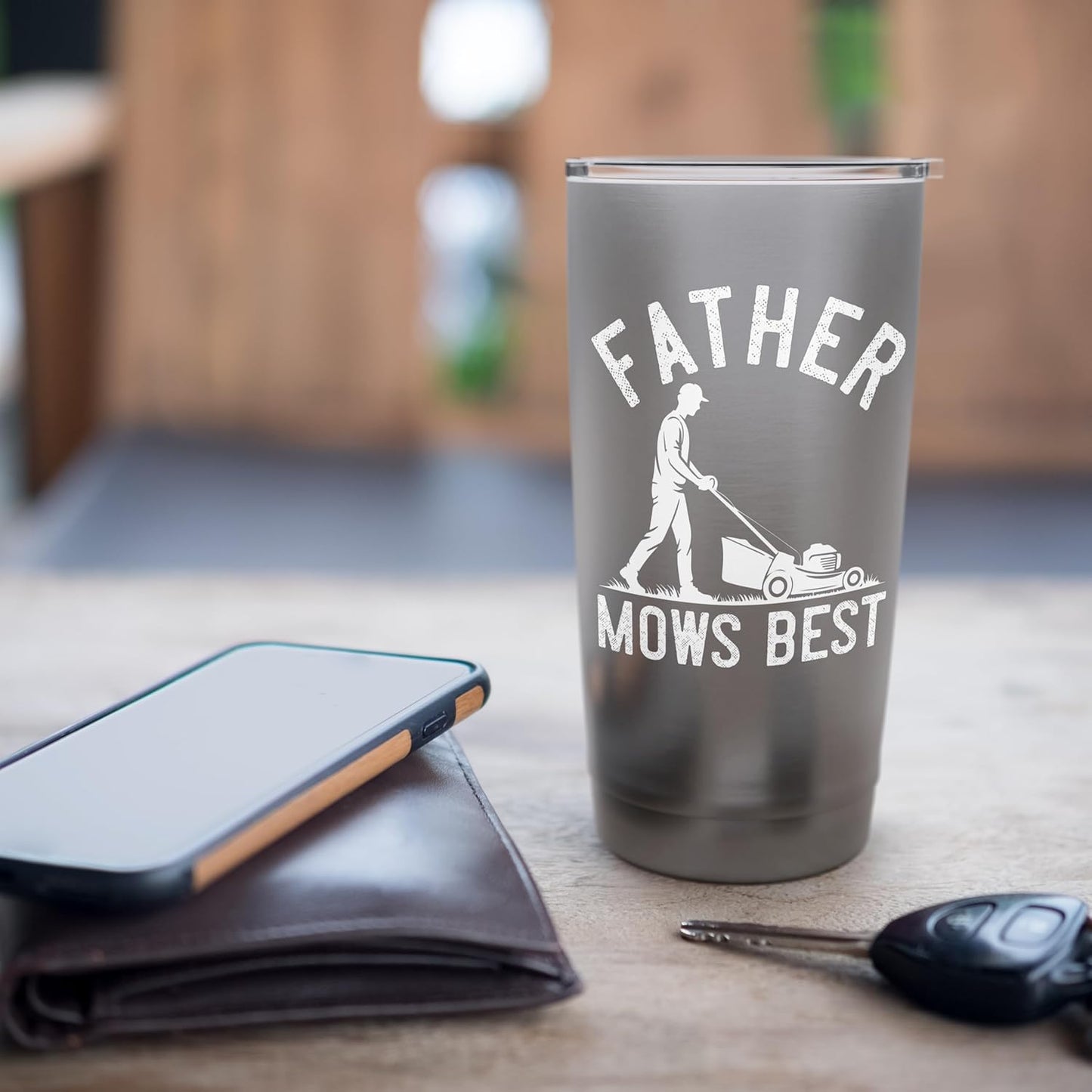 Father Mows Best, Funny Lawn Care, Dad, Fathers Day Stainless Steel Insulated Tumbler
