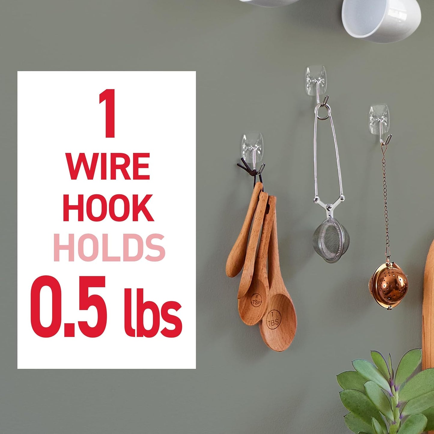 Command Small Clear Wire Toggle Hooks, 10 Wall Hook and 12 Strips, Dam