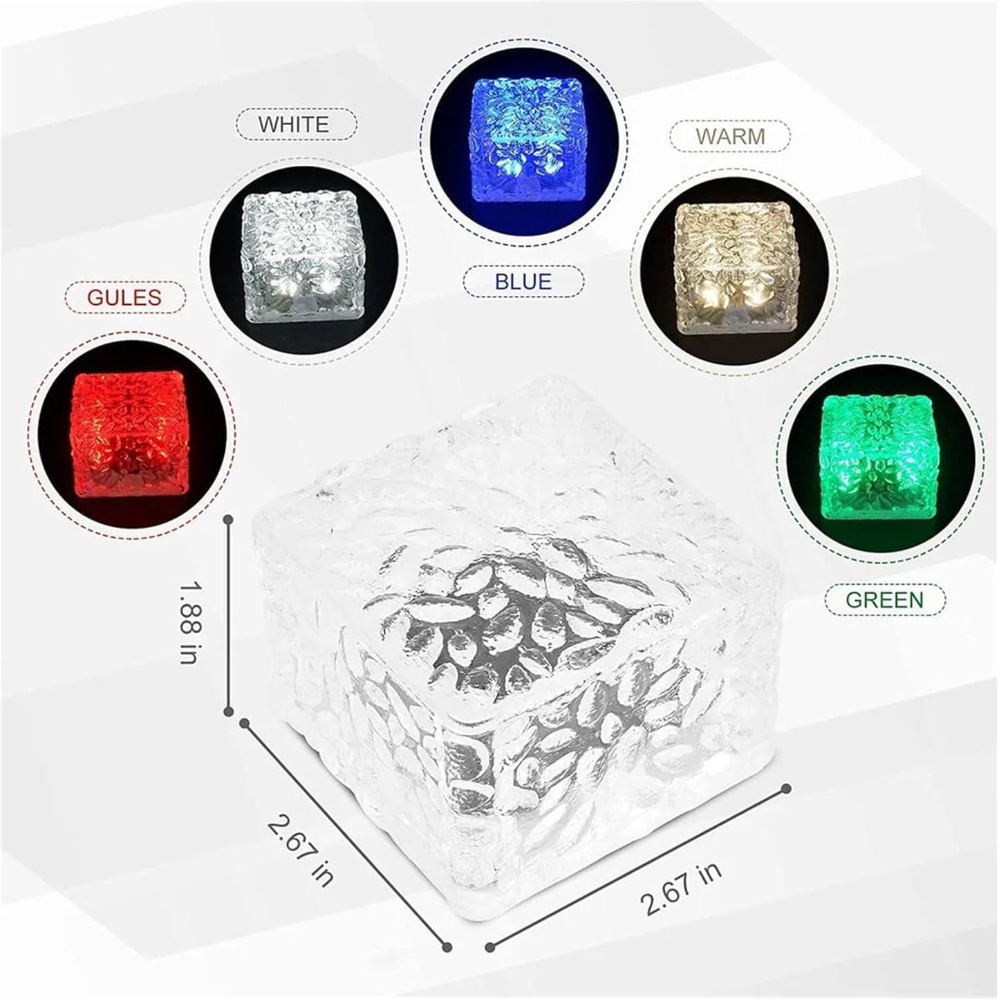 Solar Garden Lights Outdoor Paver Square Brick Ice Cube Sunlight Patio Walkway Pathway Step Solar Lamp Christmas Holiday Decor(1pc Green)