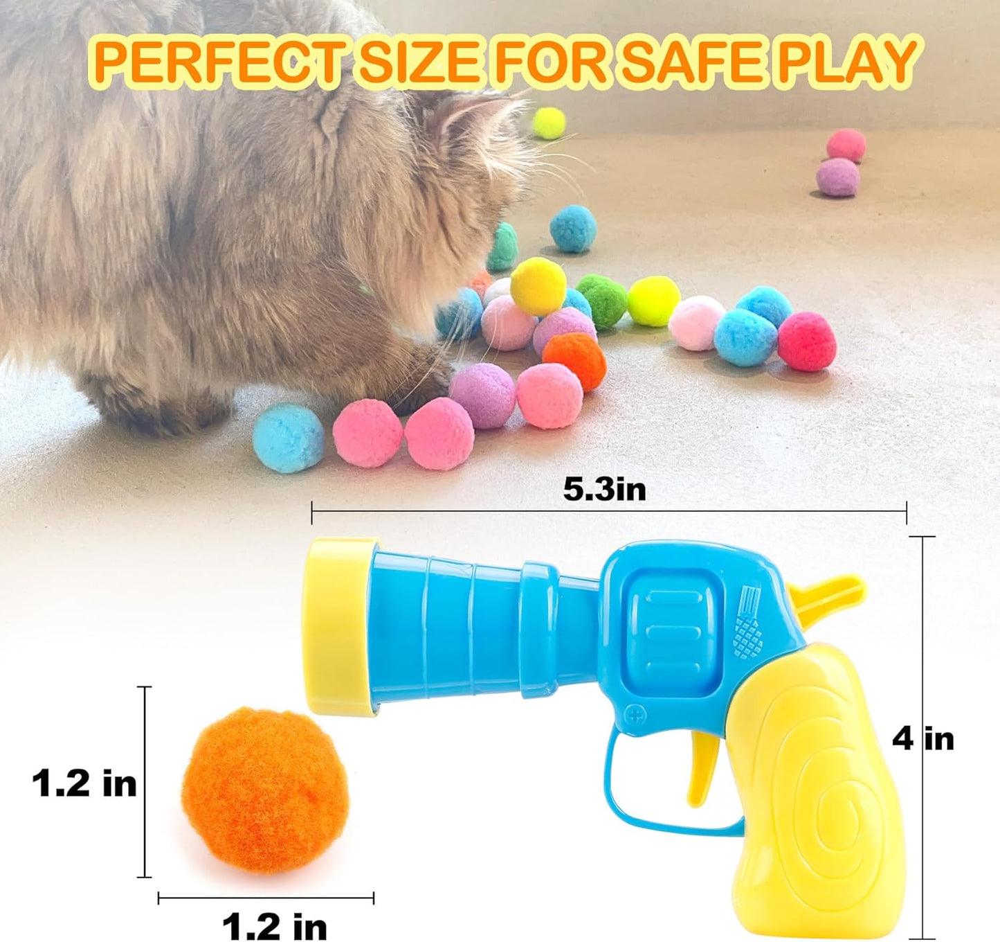 31Pcs Cat Ball Toy Launcher Gun,Cat Balls Fetch Toy,30Pcs Plush Fuzzy 