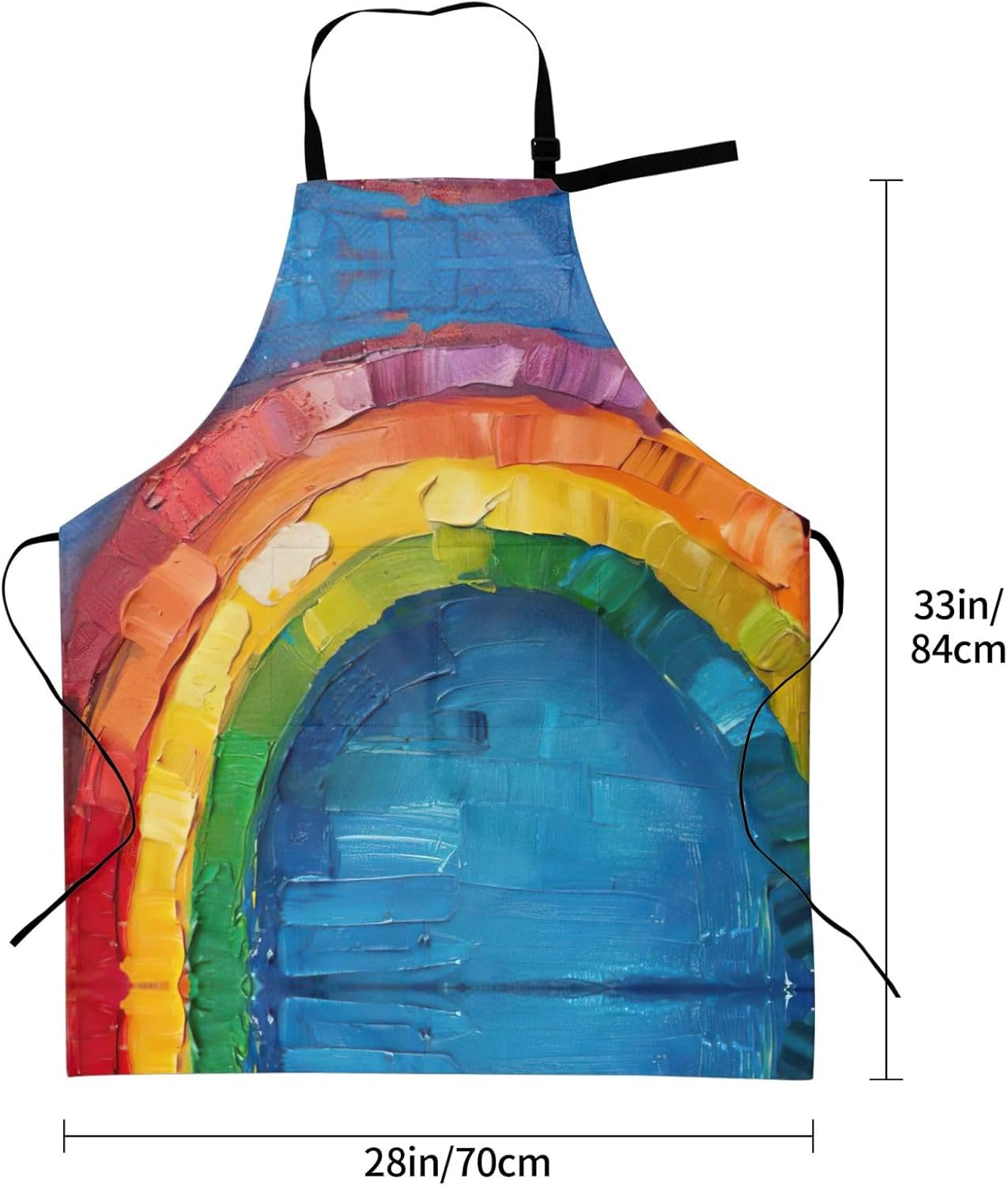 Small rainbow print Waterproof chef's apron with pocket apron for kitchen cooking baking barbecue and gardening