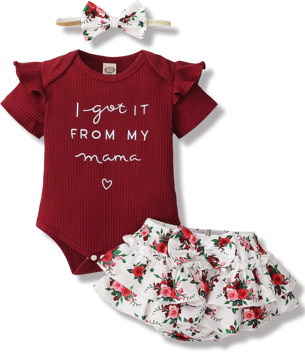 Mioglrie Newborn Infant Baby Girl Clothes Romper Shorts Set Floral Sum