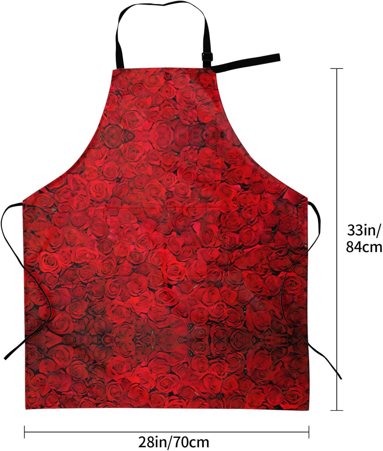 Red Rose1 Print Laundry apron 28x33 In Waterproof Kitchen Apron with P