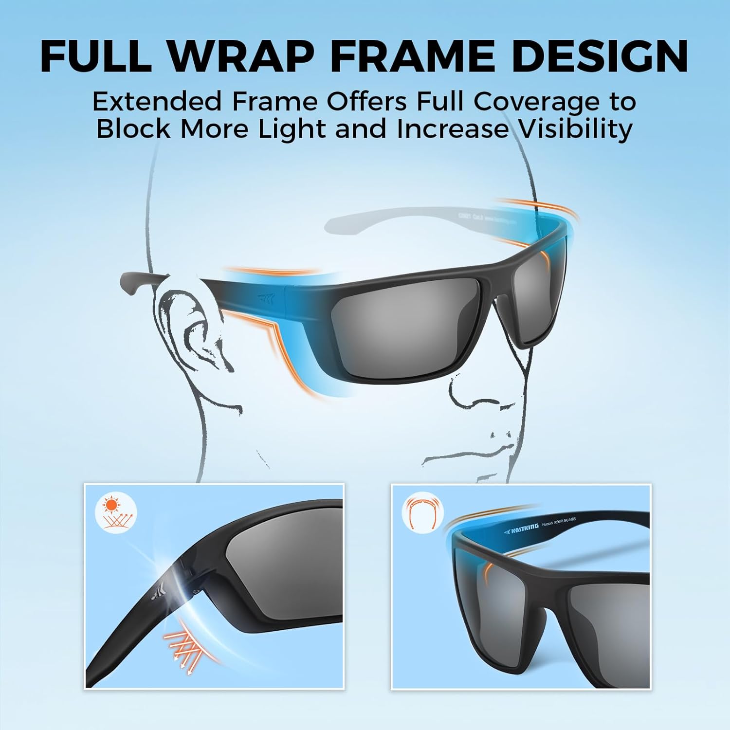 KastKing Huzzah Polarized Sport Sunglasses for Men and Women, Ideal fo