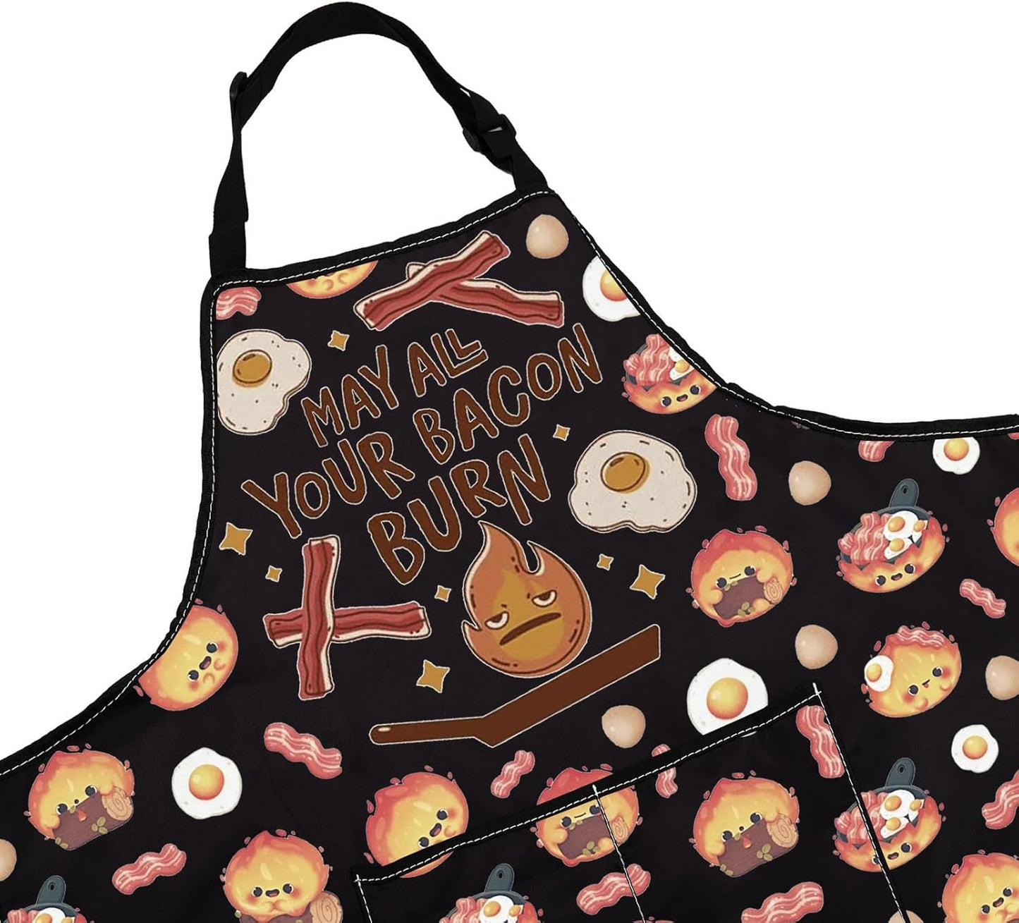 WCGXKO May All Your Bacon Burn Kitchen Apron Japanese Anime Inspired Gift BBQ Grilling Party Gift