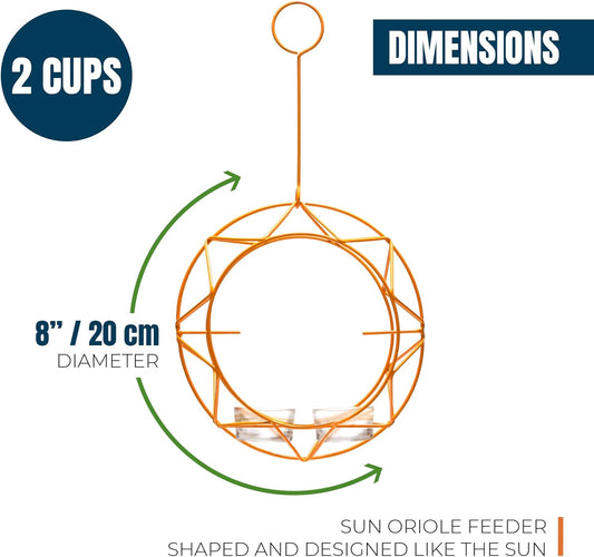 MEKKAPRO Sun Baltimore Oriole Feeder for Outdoors, Jelly and Orange Me