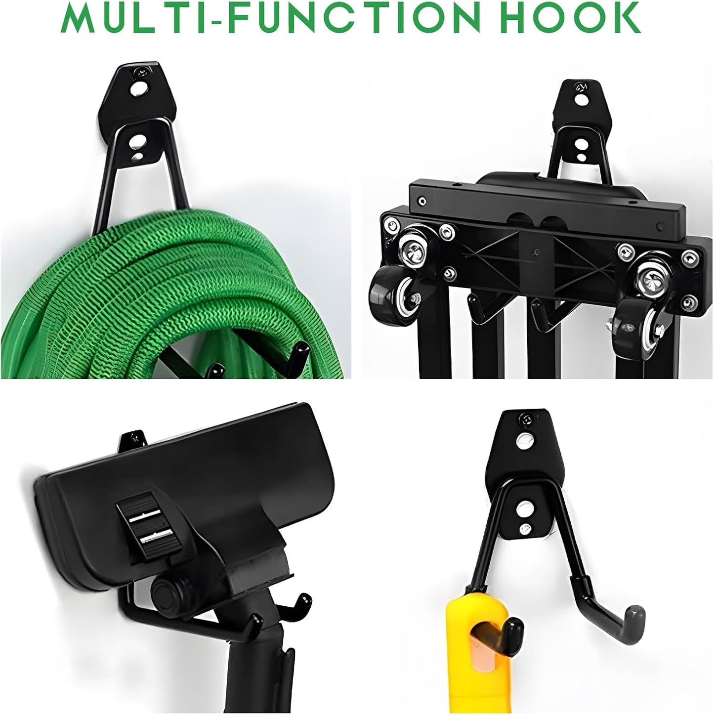 Garage Hooks, Wall Mount Heavy-Duty U Shaped Hook with Anti-Slip Coating, Utility Steel Wall Storage Hooks for Organizing Power Tool Garage Garden Tools, Car Accessories