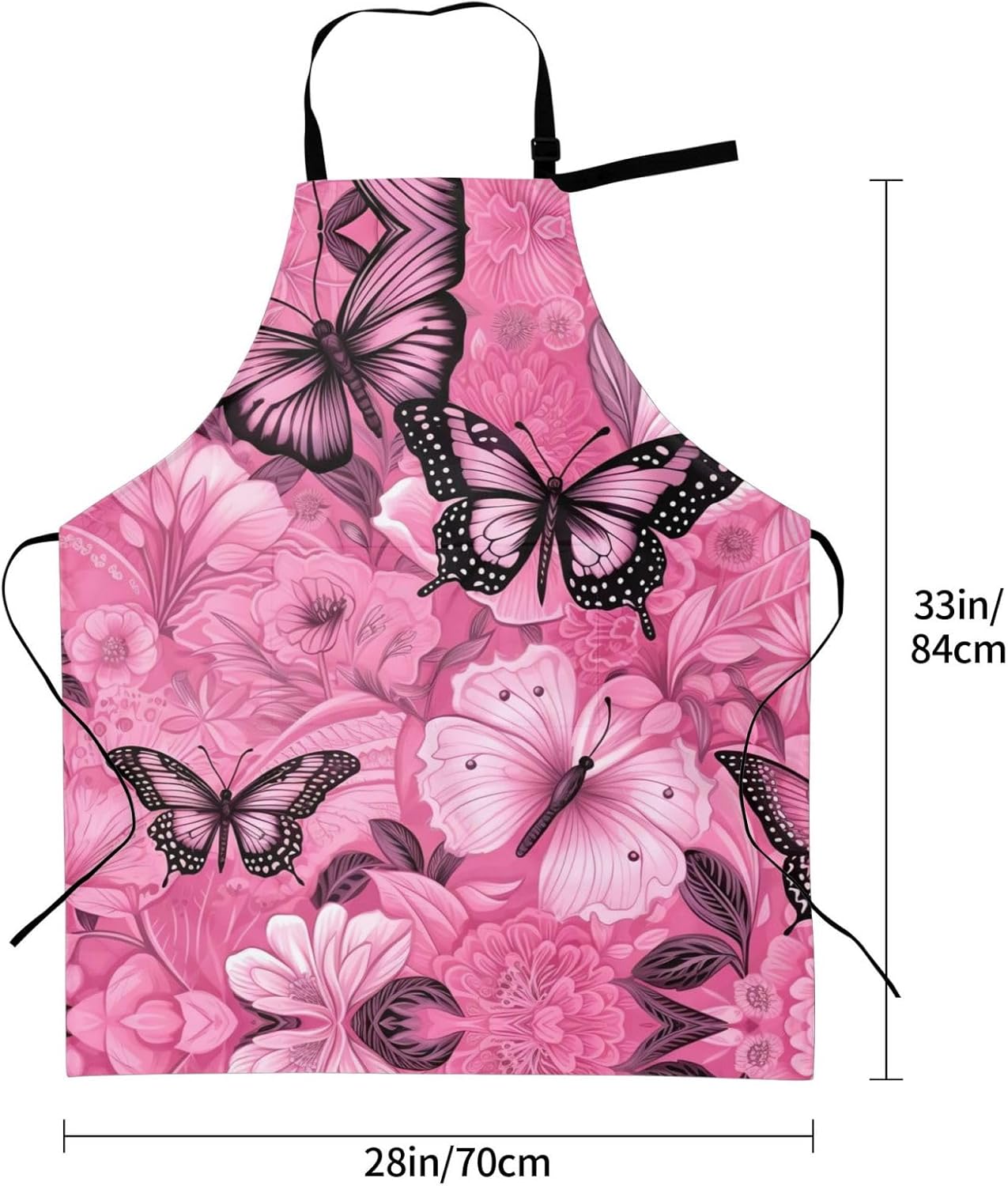 Red Butterfly Seamless tile print Waterproof apron with pocket adjustable cooking apron for adult kitchen bibs to bake