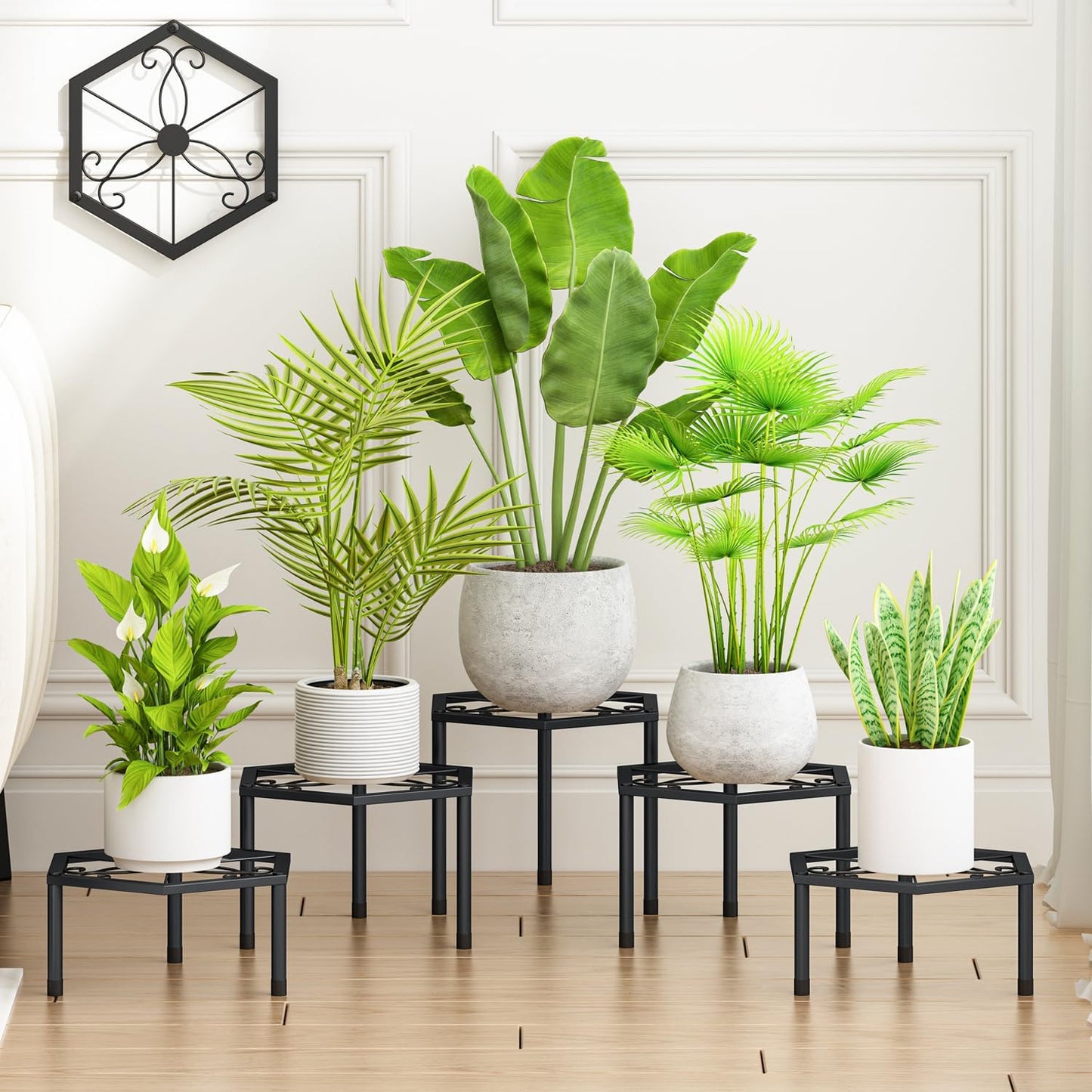 5-Pack Metal Plant Stands, Anti-Rust Iron Flower Pot Stand Plant Pot S