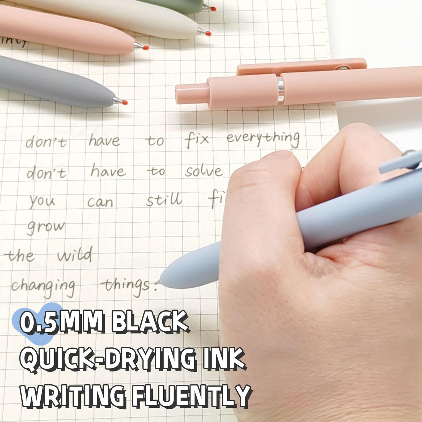 Gel Pens, 5 Pcs 0.5mm Black Ink Pens Fine Point Smooth Writing Pens, H