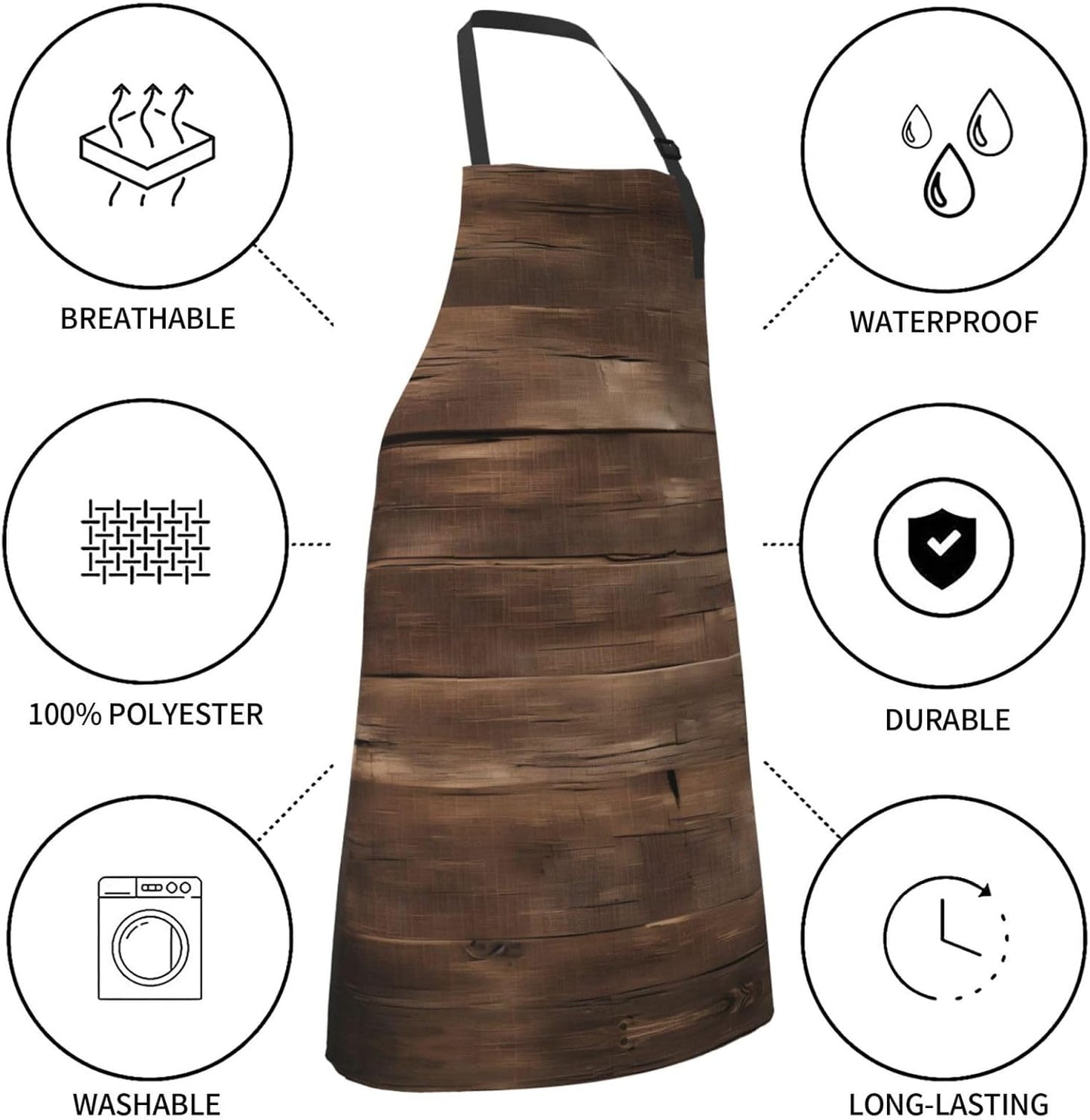 Rustic Old Barn Wood print Waterproof apron with pocket adjustable cooking apron for adult kitchen bibs to bake