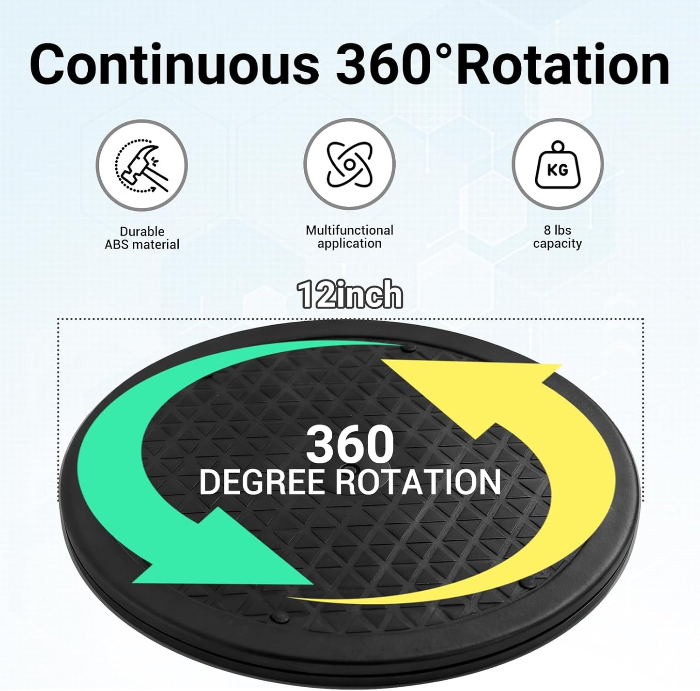 Lazy Susan Rotating Swivel Stand Non Skid Heavy Duty 8 Inch Turntable Base with Steel Ball Bearing for Model, Plants, Craft, TV, Monitor, Laptop, Artwork(360˚ Rotation) (12INCH/1-1PC)