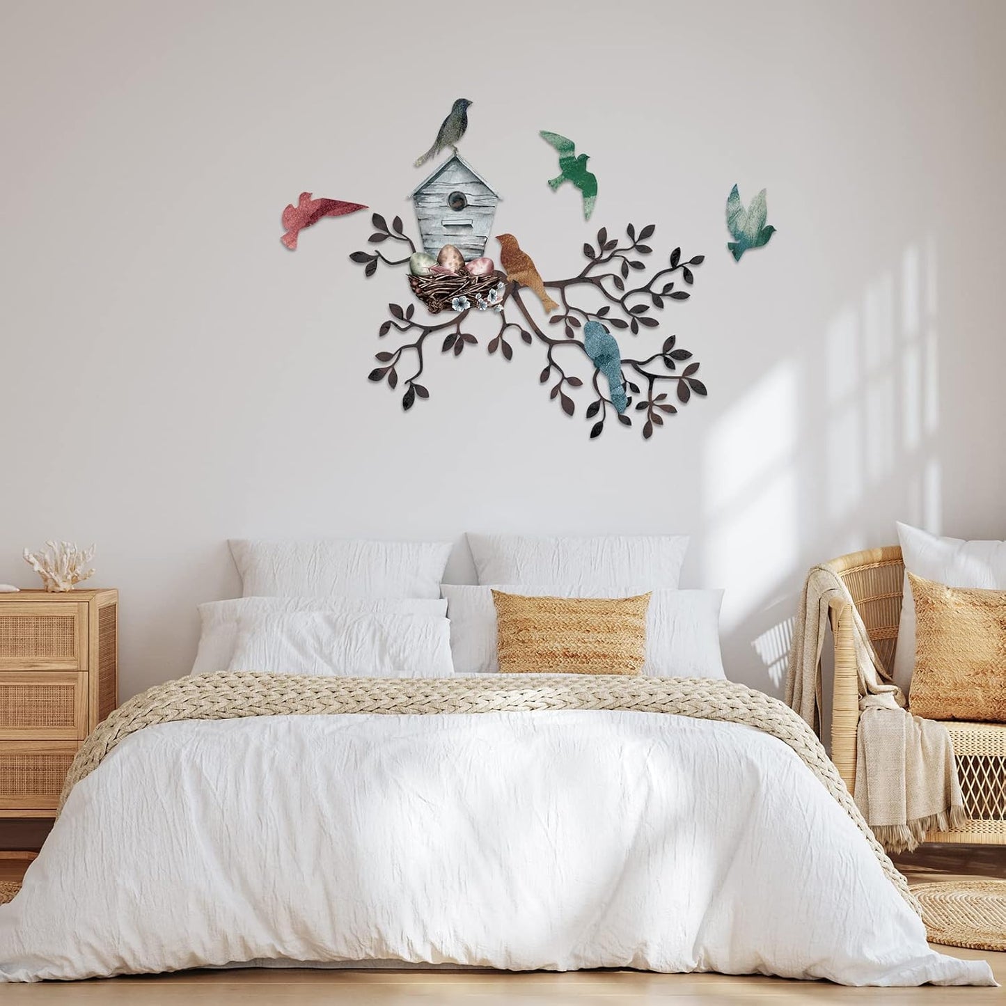 Tatuo Metal Bird Wall Art Birds on The Branch Wall Decor Hanging Metal