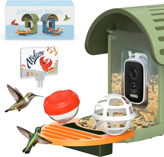 DIY Bird Feeder Add-Ons for Bird Feeder Camera, Including Suet Ball, Mini Hummingbird Feeder, Welcome Card, Must-Have Bird Feeder Accessories to Attract More Birds, Ideal Gift for Bird Lover
