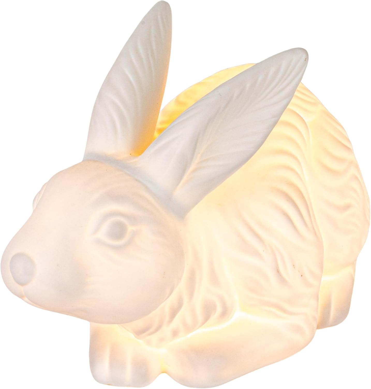 Creative Co-Op Stoneware Rabbit Shaped Lamp with Inline Switch, Bisque