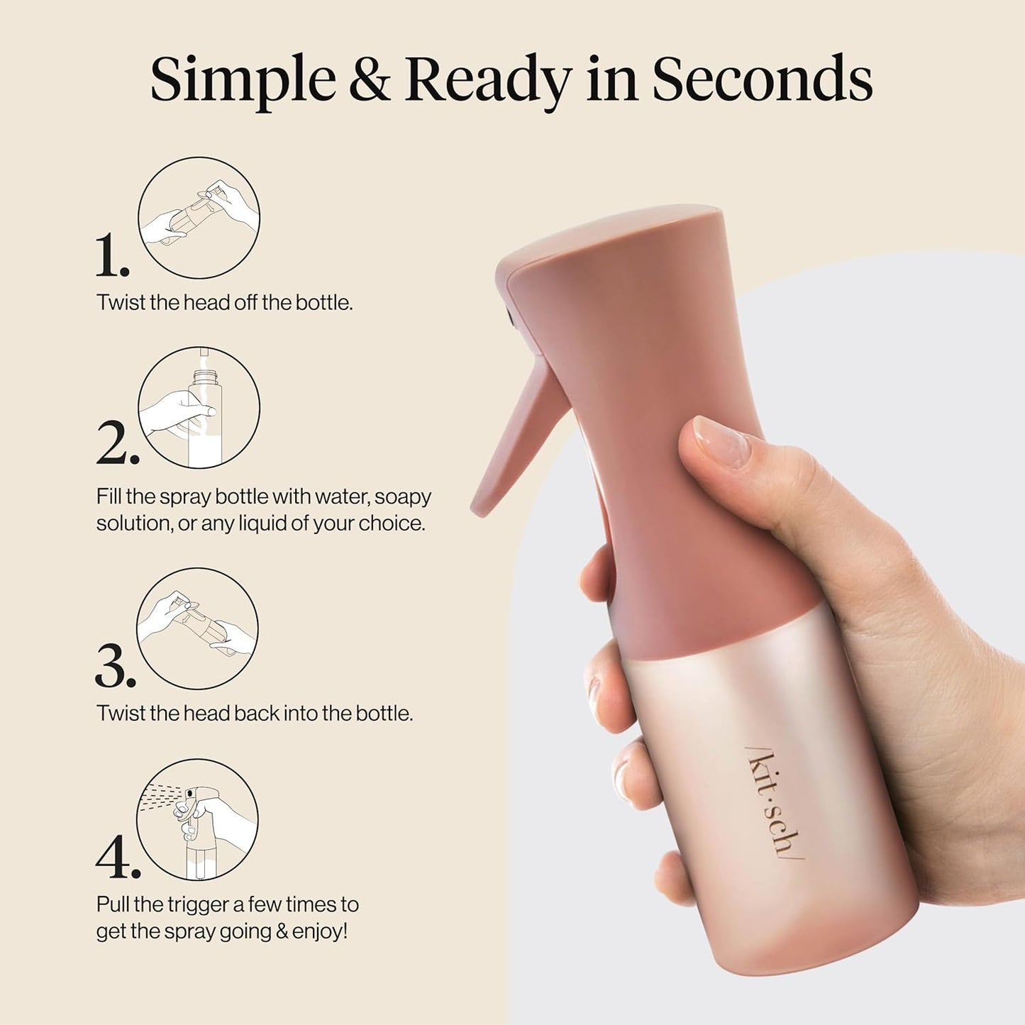Kitsch Continuous Spray Bottle for Hair – Fine Mist Water Mister & Wat
