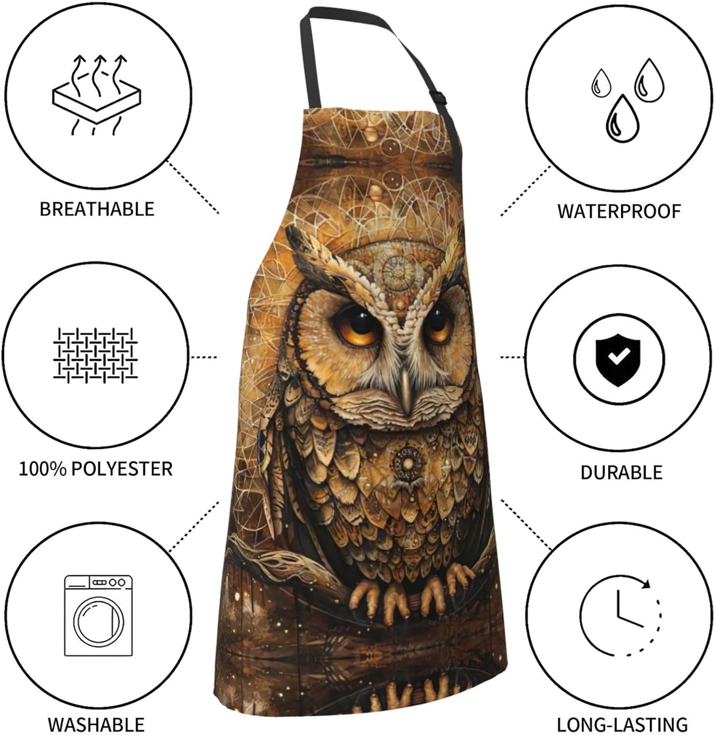 Owl Beliefs print Waterproof chef's apron with pocket apron for kitche