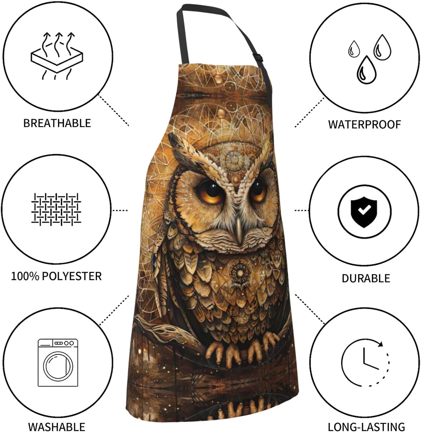 Owl Beliefs print Waterproof chef's apron with pocket apron for kitche