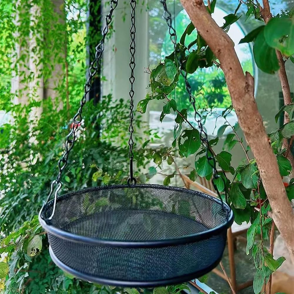 2 Pack Metal Mesh Platform Bird Feeders - Attracts Birds, Hanging for Garden & Yard
