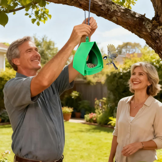 Outdoor Bird Feeder, Open Design Station, Hut-Shaped Hangable Feeder f
