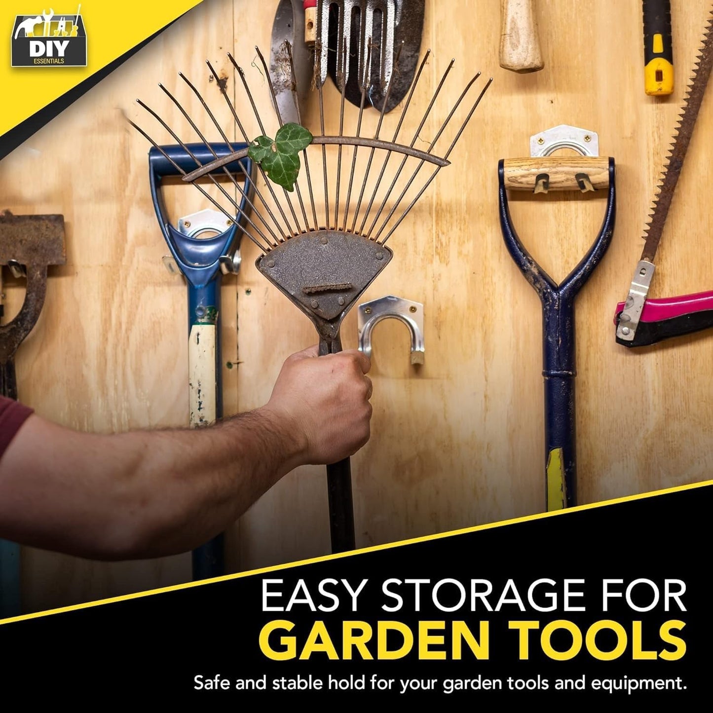 15Piece Wall-Mounted Hook Set for Garage Tool Storage and Organization, Suitable for Tools, Ropes, and Garden Equipment