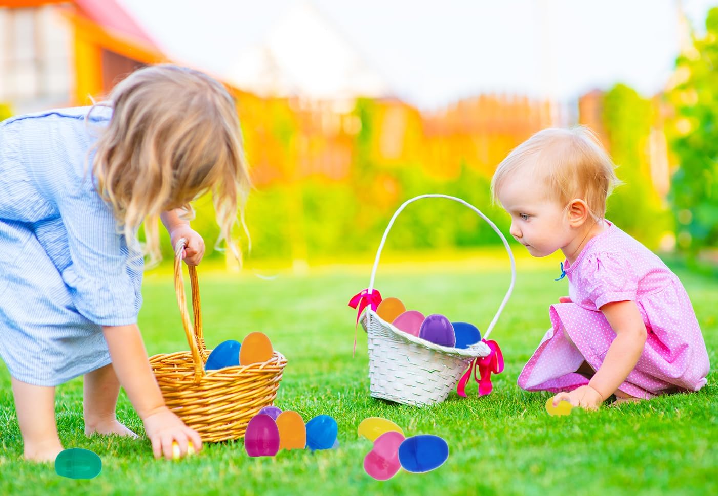 The Dreidel Company 100-Pack Fillable Easter Eggs with Hinge Bulk Colorful Bright Plastic Easter Eggs, Perfect for Easter Egg Hunt, Suprise Egg, Easter Hunt, 2.3" Assorted Colors (100-Pack)