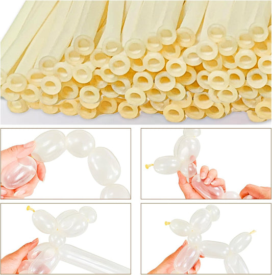 260 Balloons Clear Long Skinny Latex Balloon for Balloon Animals, 100Pcs Twisting Ballon Shine for Balloons Arch Party Supplies Weddings Birthday (Clear)