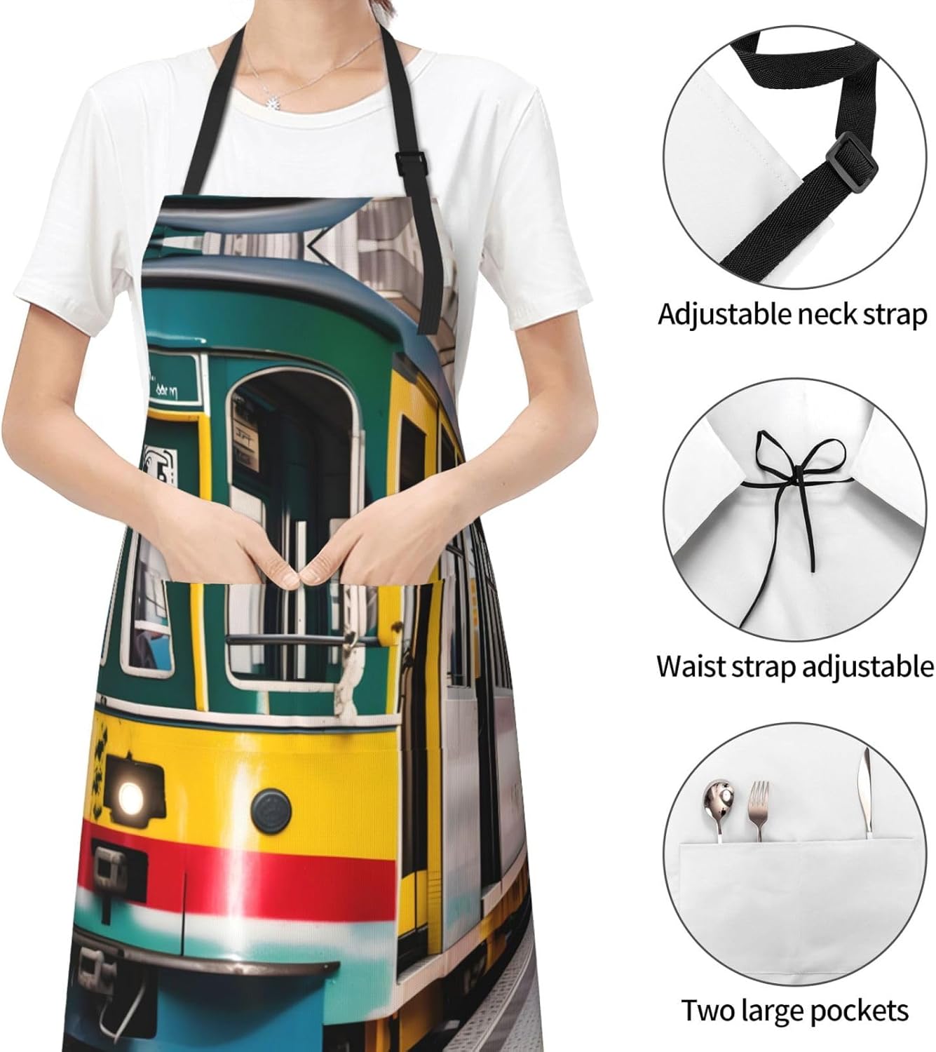 lisbon tram Print Laundry apron 28x33 In Waterproof Kitchen Apron with