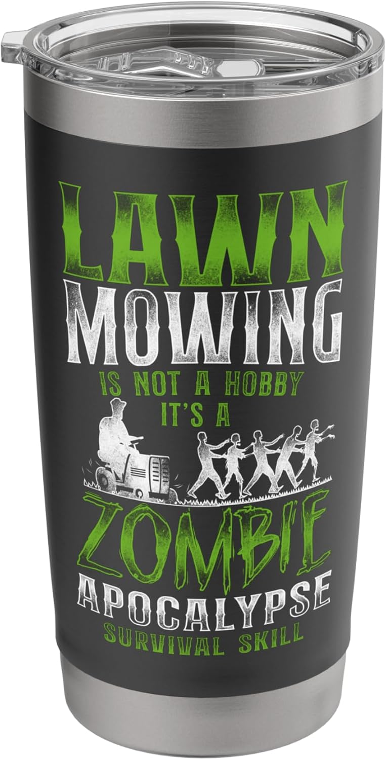 Lawn Mower Mowing Dad Father Landscaper Vintage Zombie Lawn Stainless Steel Insulated Tumbler
