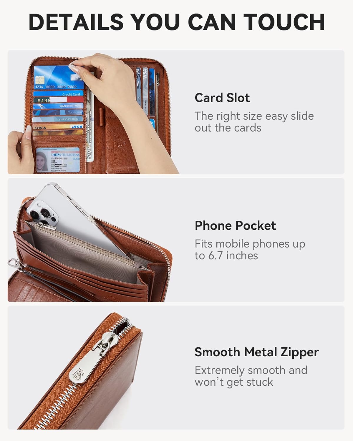 BOSTANTEN Leather Wallet for Women RFID Blocking Zip Around Credit Car