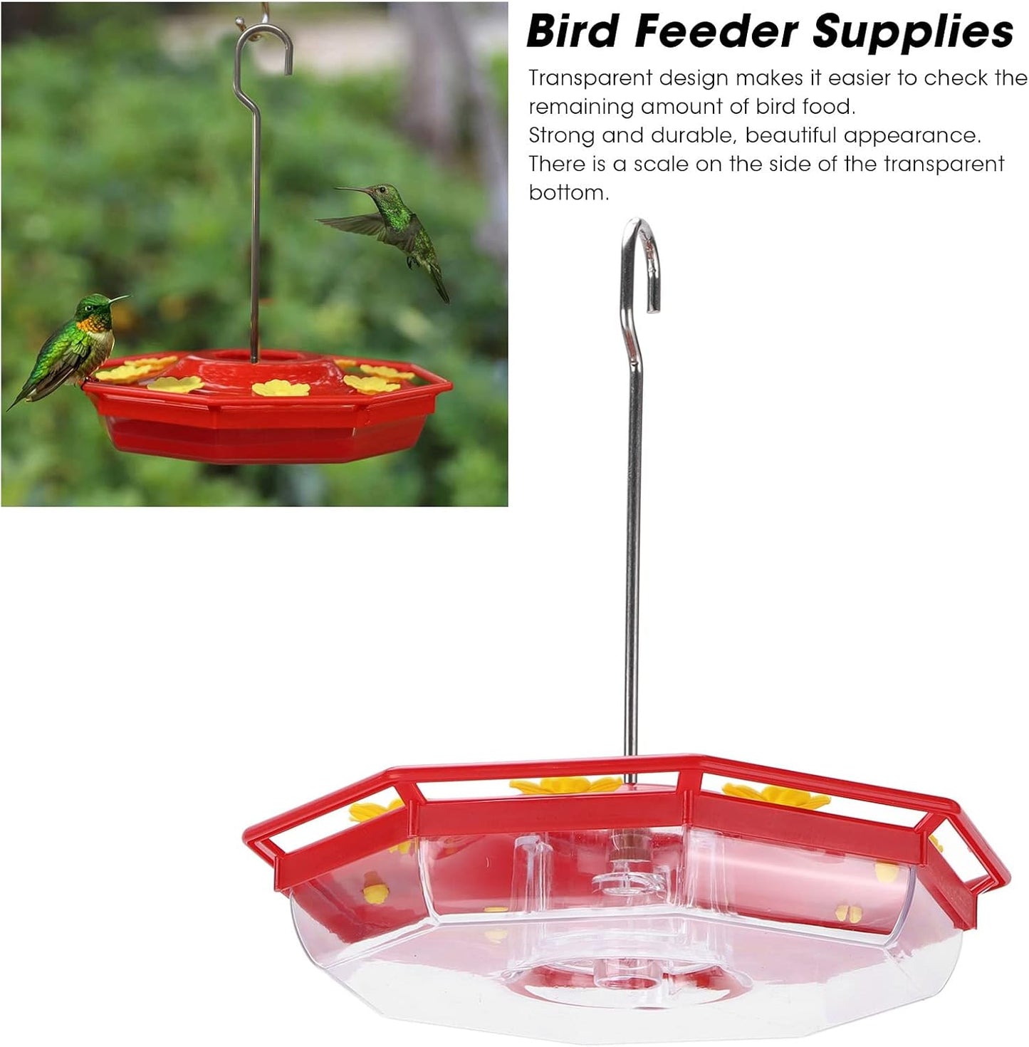 Hummingbird Feeder Leak Proof 16oz Hanging Bird Feeder Easy to Clean Attracts Hummingbirds for Outdoor Garden Decoration