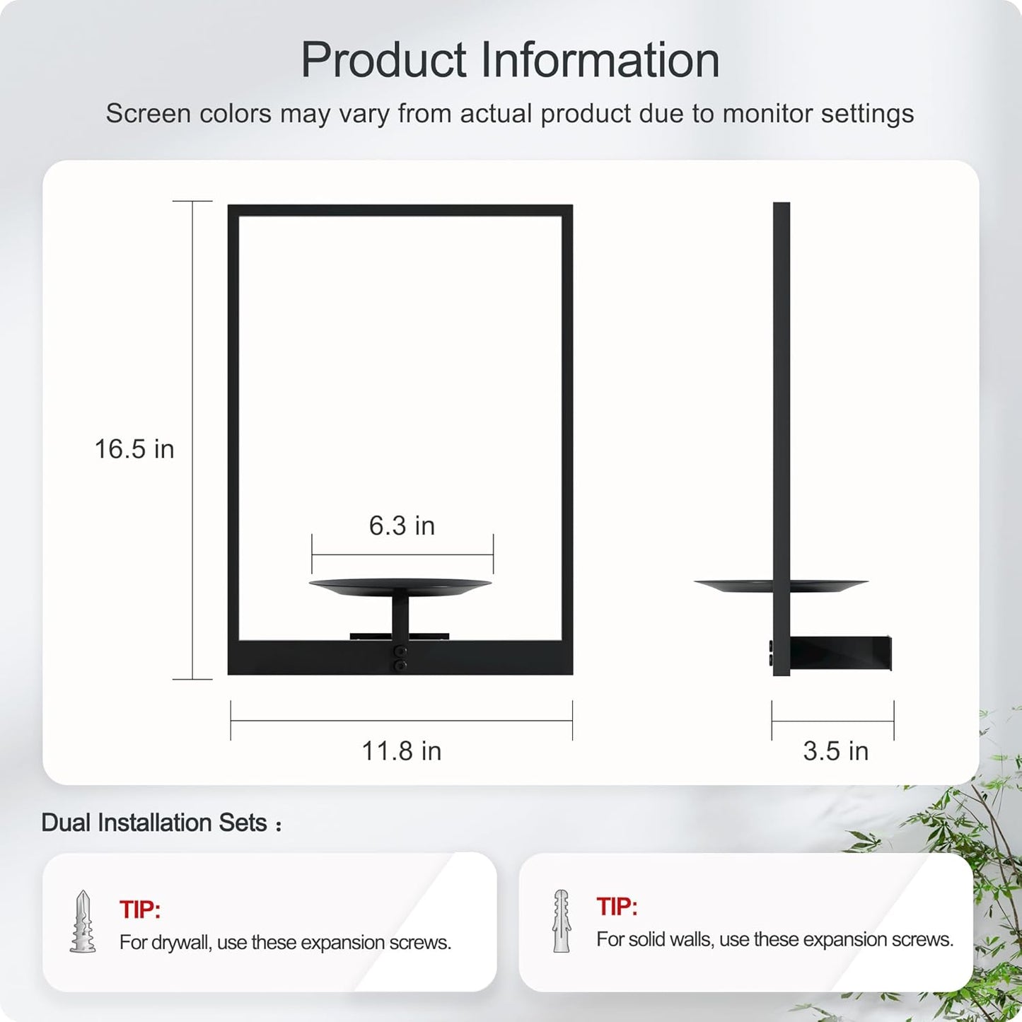 Black Metal Wall Plant Holder - 2-Pack Wall Mounted Plant Stands and H