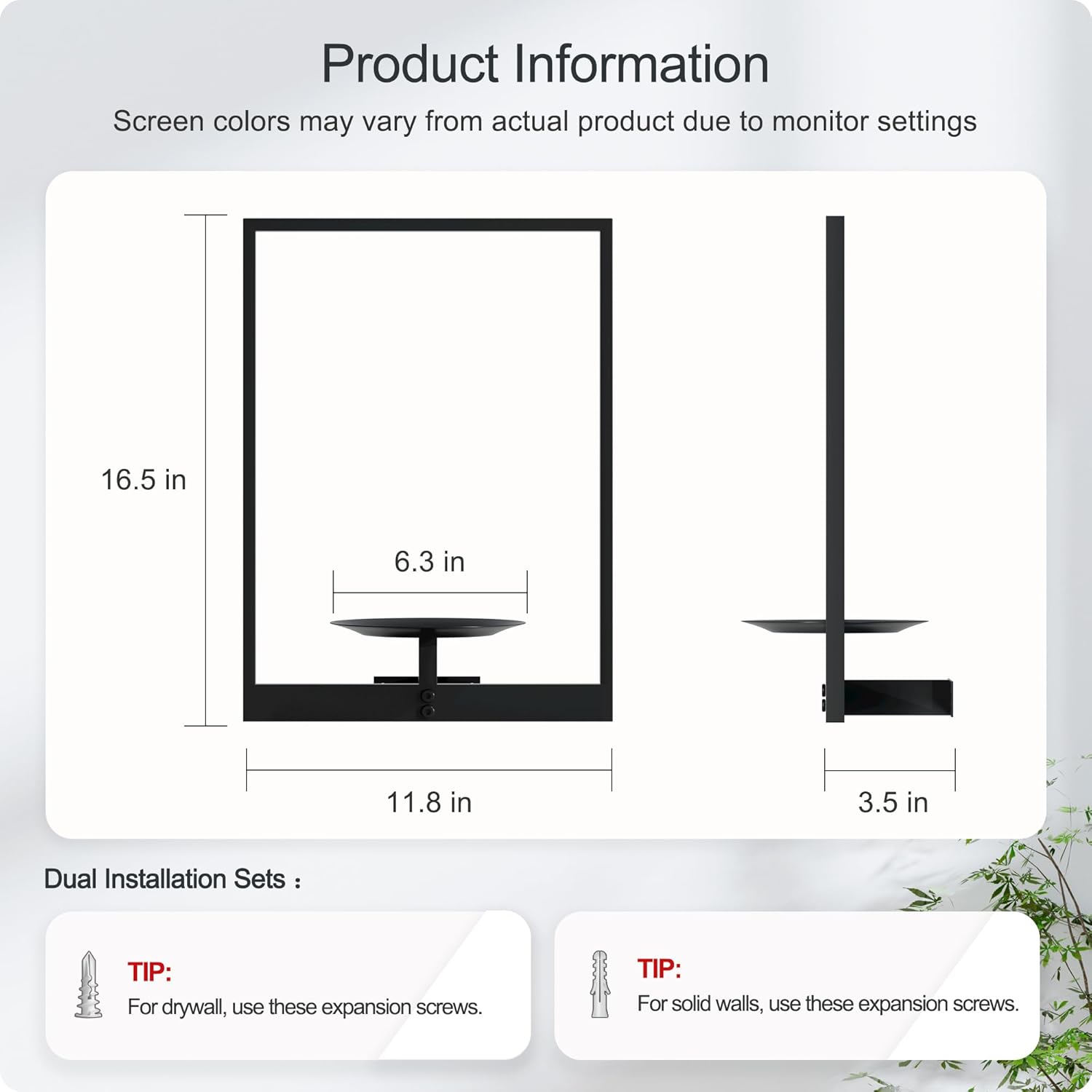 Black Metal Wall Plant Holder - 2-Pack Wall Mounted Plant Stands and H