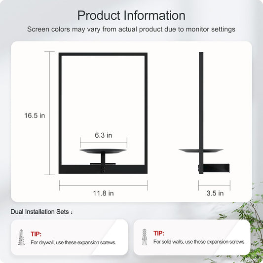Black Metal Wall Plant Holder - 2-Pack Wall Mounted Plant Stands and H