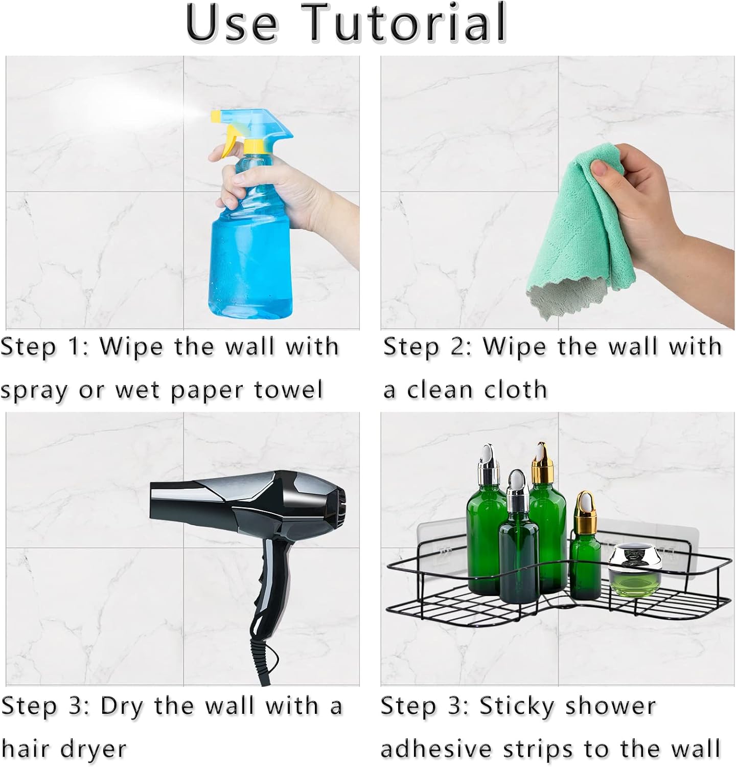 2 Pack Shower Caddy Adhesive for Replacement, Strong Transparent Adhesive for Shower Caddy Sticky Pads, No Drilling for Corner Shelf Basket, Bathroom Storage Shelves, Kitchen Racks and Soap Holder