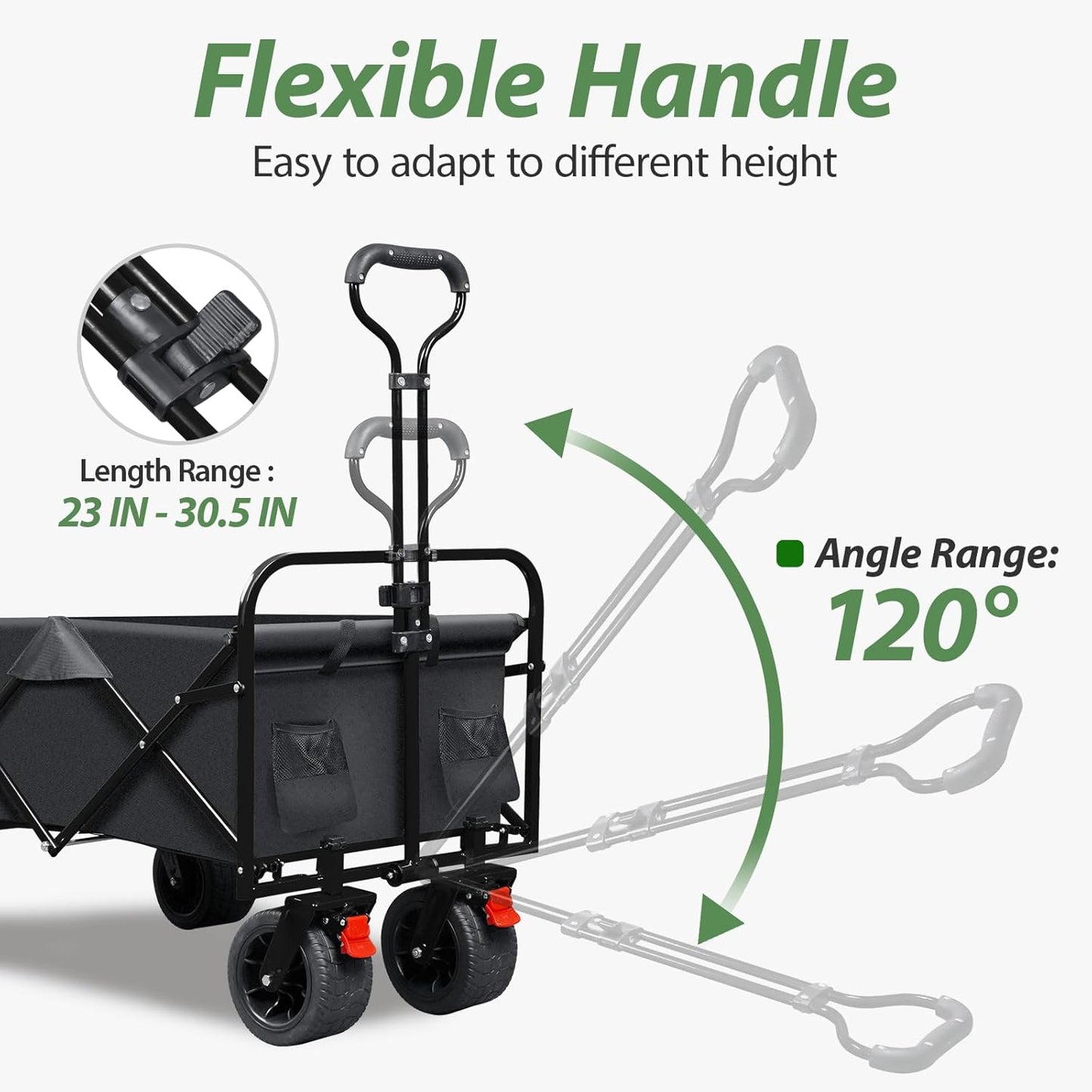 TAIFA Foldable Collapsible Wagons Cart with Extra Long Tailgate, Beach