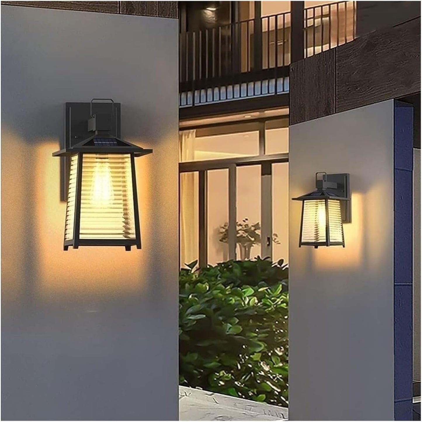 European Garden Wall Lamp Outdoor Solar Light High Permeable Shade Glass Sconce Retro Waterproof Aluminum Lantern Lamps sconces
