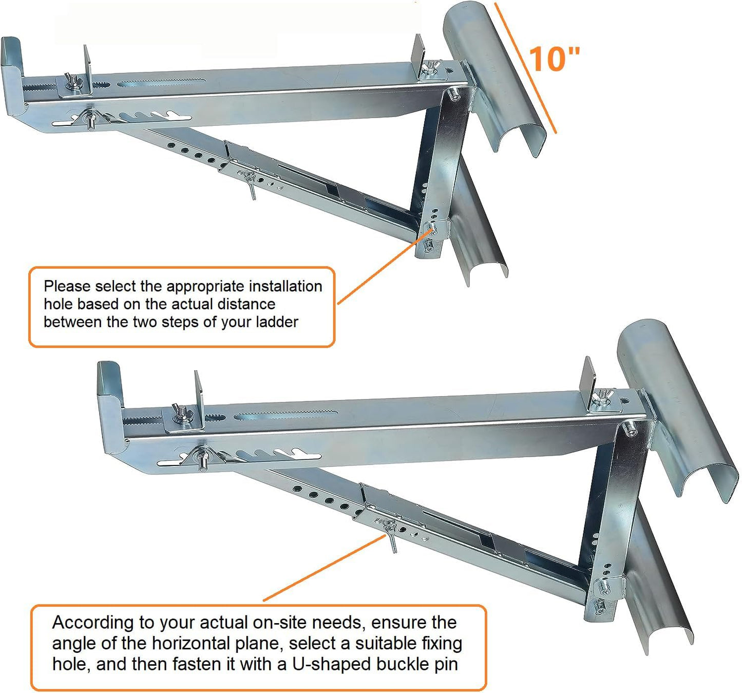 Ladder Jacks Scaffold Bracket, Two-Rung Short Body Extension Ladder Ja